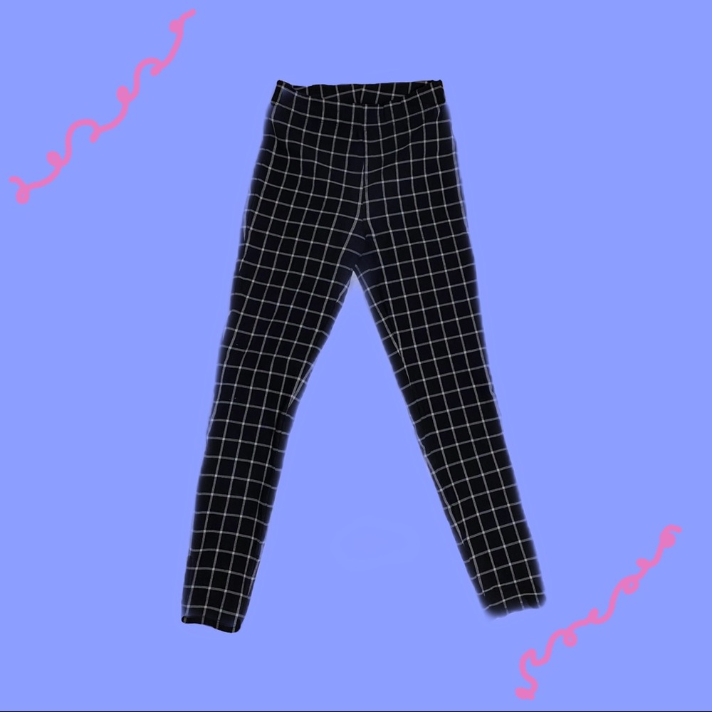 Black plaid jeggings